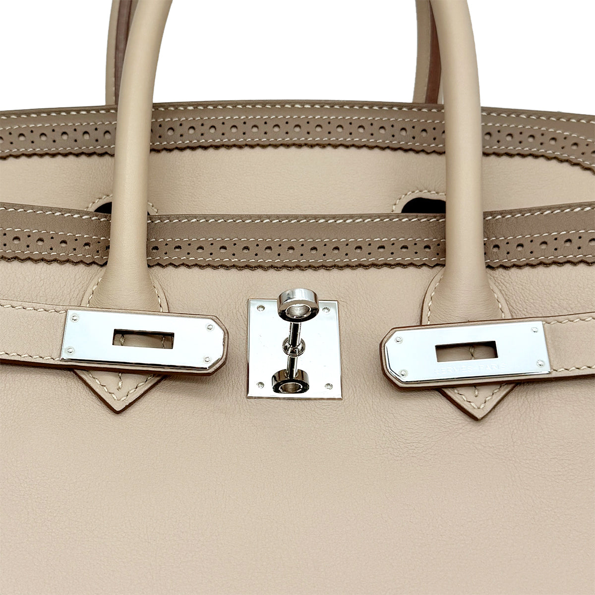 HERMES BIRKIN 35 GHILLIES ARGILE ETOUPE SWIFT HAND BAG □O SHW 90276390