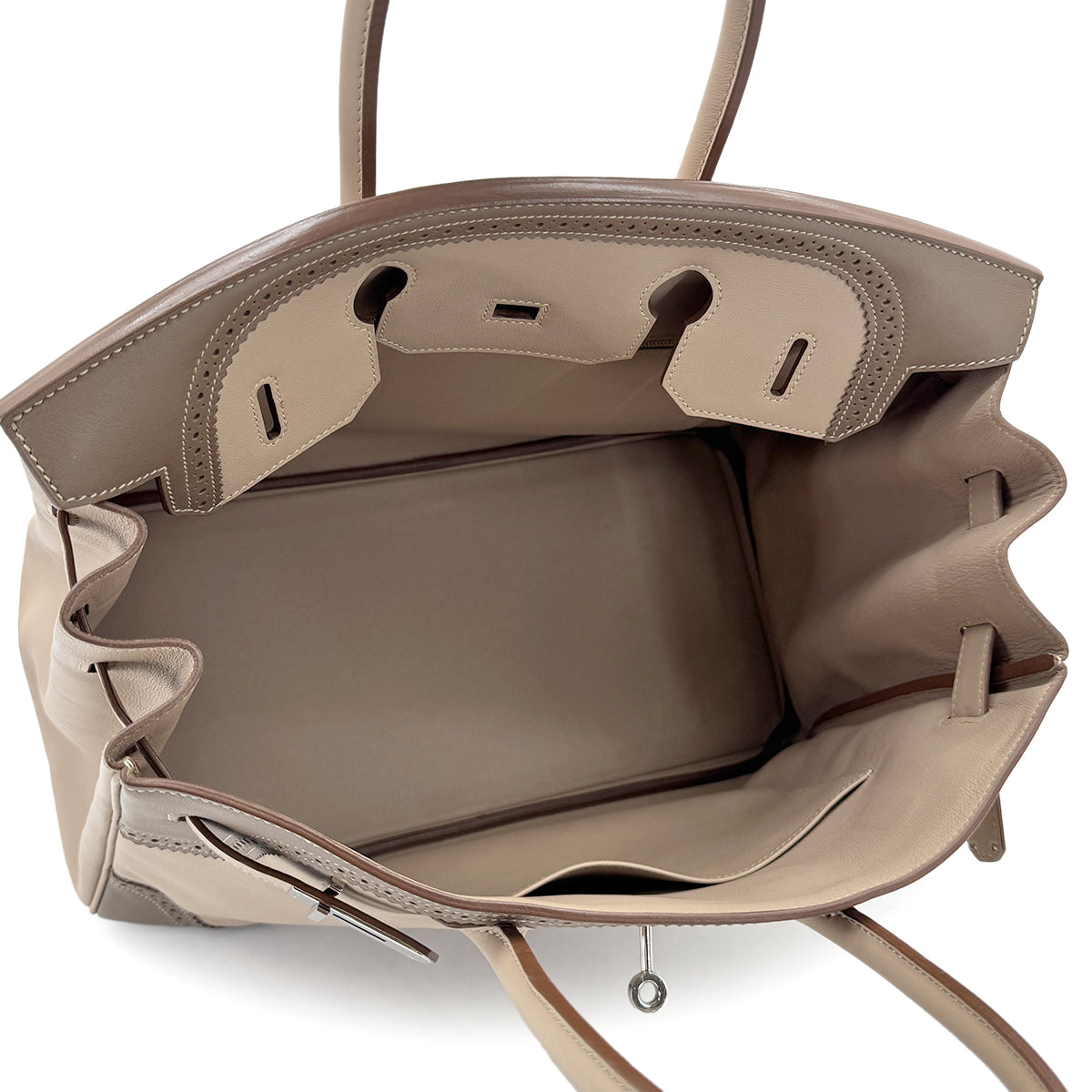 HERMES BIRKIN 35 GHILLIES ARGILE ETOUPE SWIFT HAND BAG □O SHW 90276390