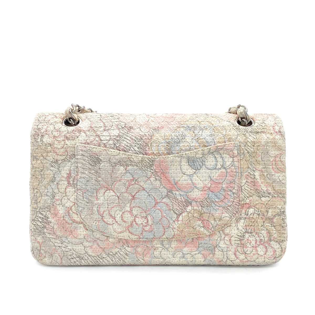 CHANEL MATELASSE CAMELLIA CHAIN SHOULDER BAG MULTICOLOR TWEED 90276393