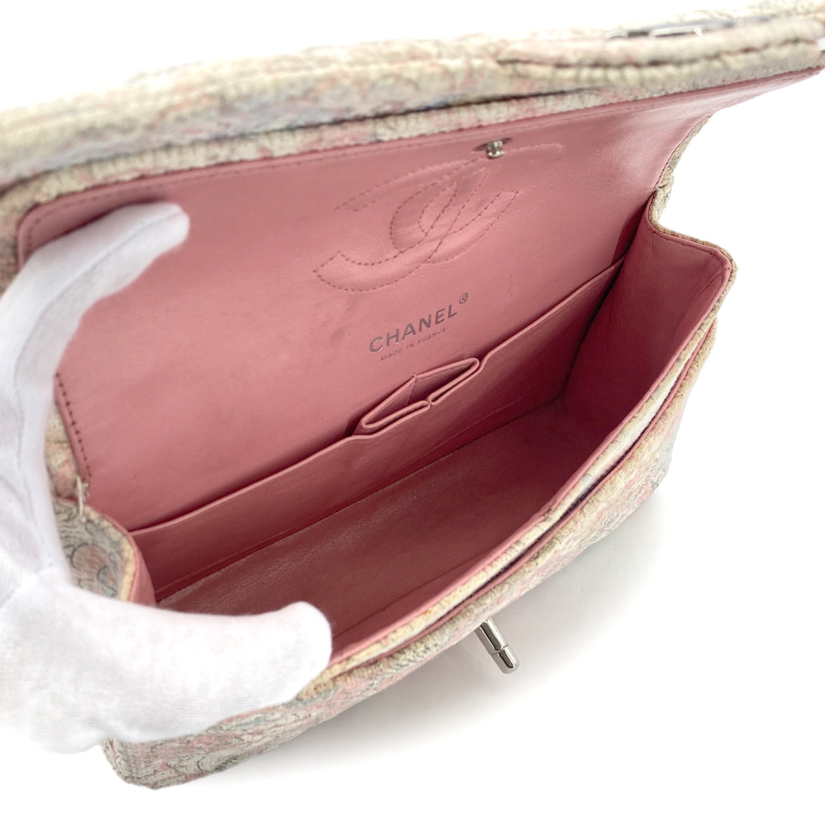 CHANEL MATELASSE CAMELLIA CHAIN SHOULDER BAG MULTICOLOR TWEED 90276393