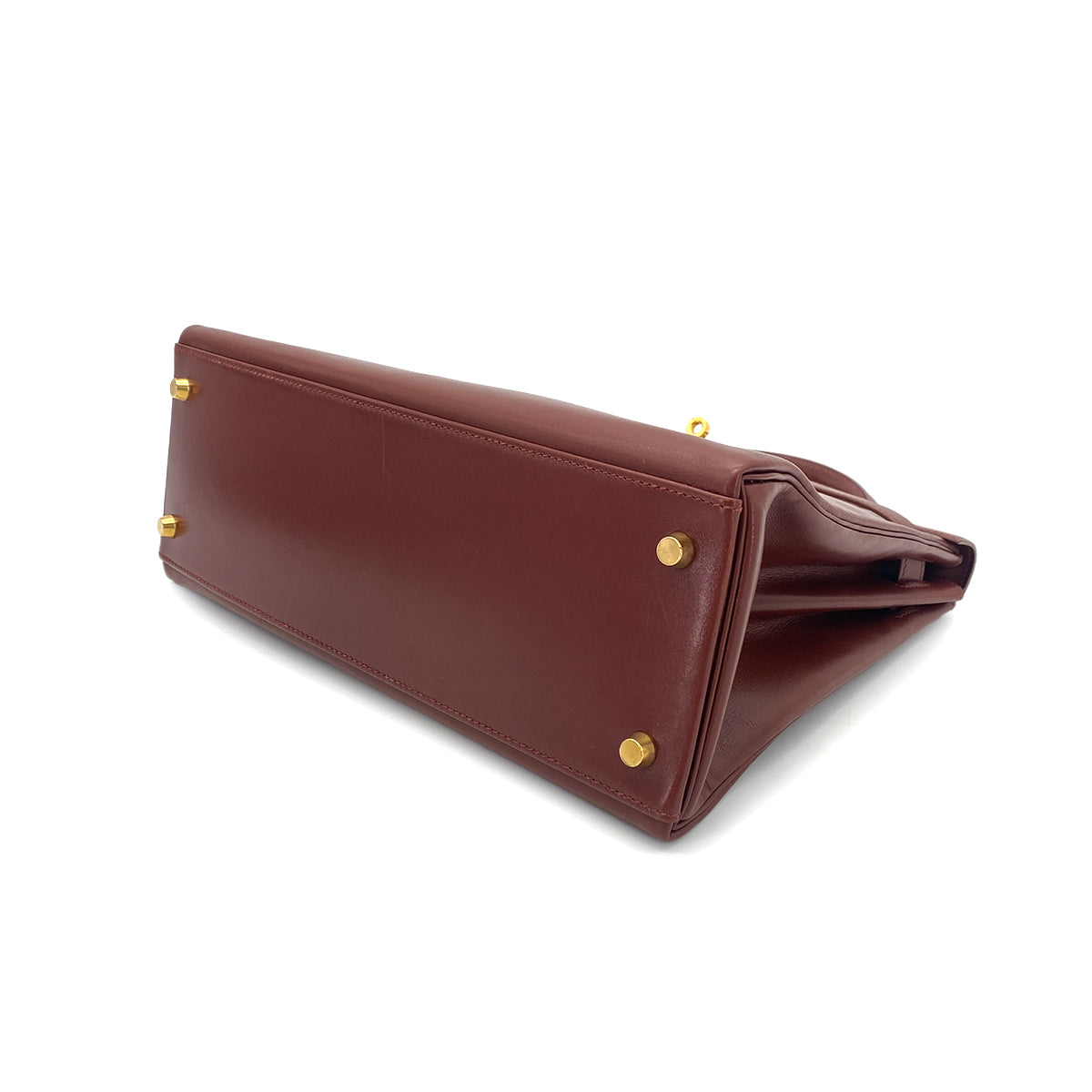 HERMES KELLY 32 RETOURNE BROWN BOXCALF 〇Y GHW 90276397