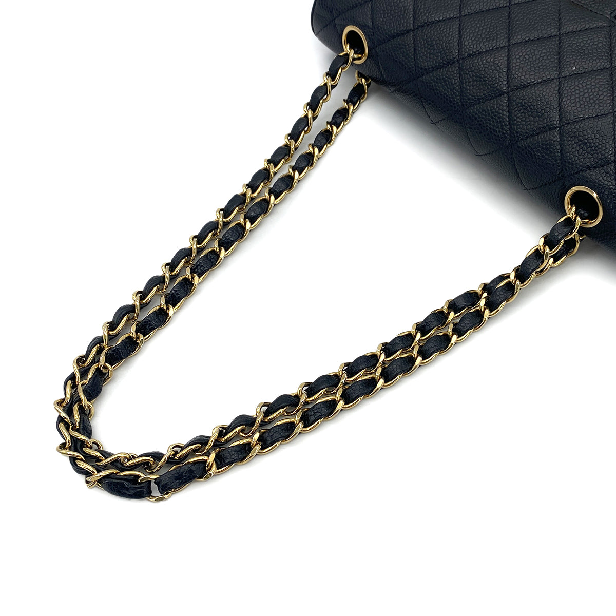 CHANEL VINTAGE CLASSIC FLAP SMALL CHAIN SHOULDER BAG BLACK CAVIAR SKIN 90276399