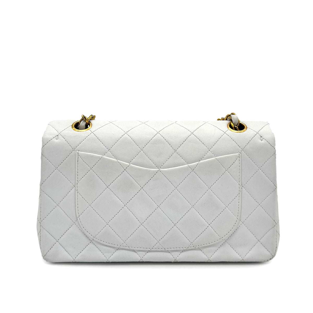 CHANEL VINTAGE CLASSIC FLAP SMALL CHAIN SHOULDER BAG WHITE LAMB SKIN 90276400