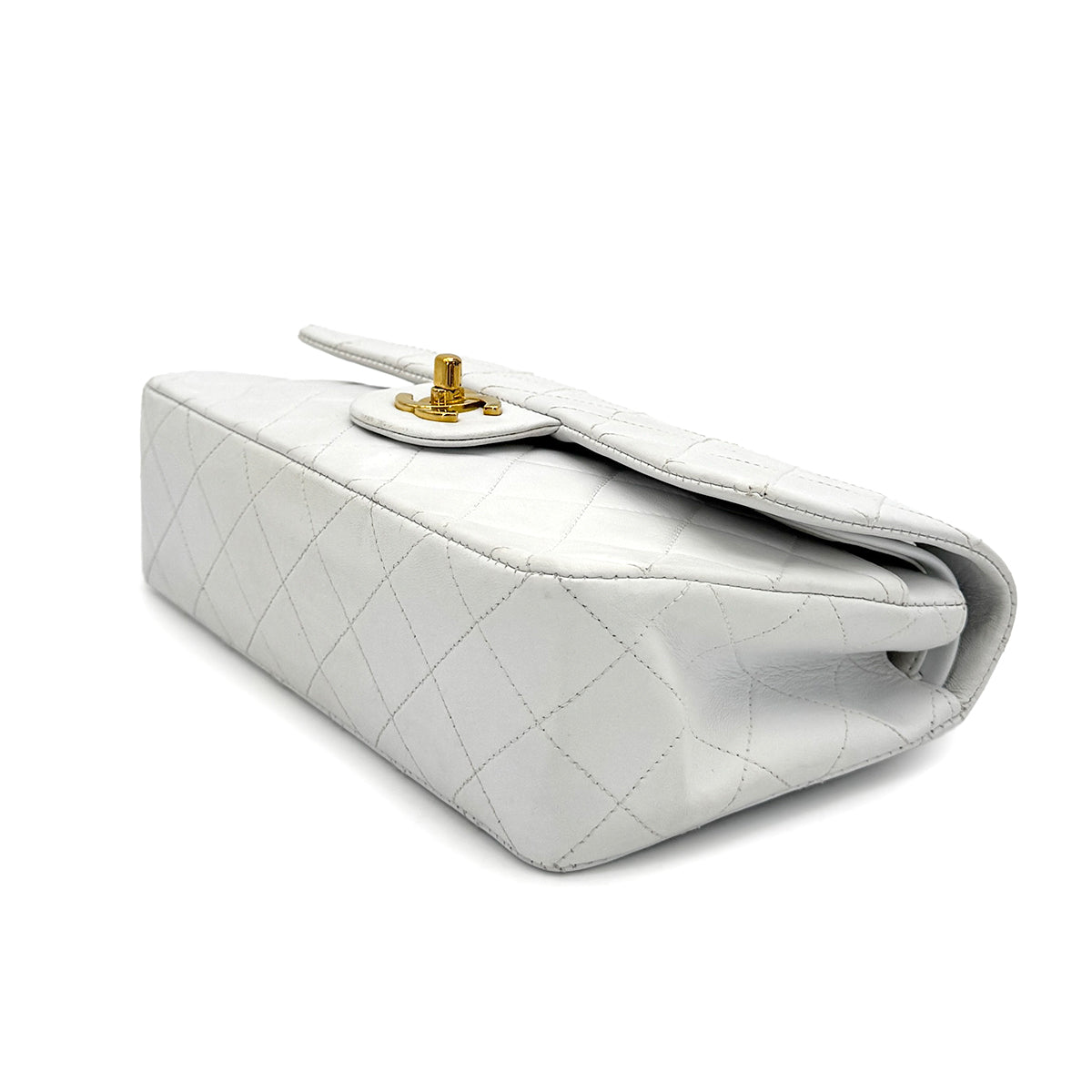 CHANEL VINTAGE CLASSIC FLAP SMALL CHAIN SHOULDER BAG WHITE LAMB SKIN 90276400