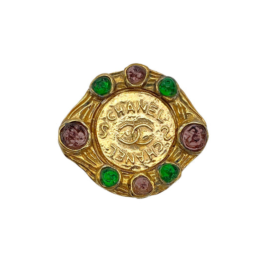 CHANEL VINTAGE BROOCH COCOMARK LOGO COLOR STONE ACCESSORY 90276619