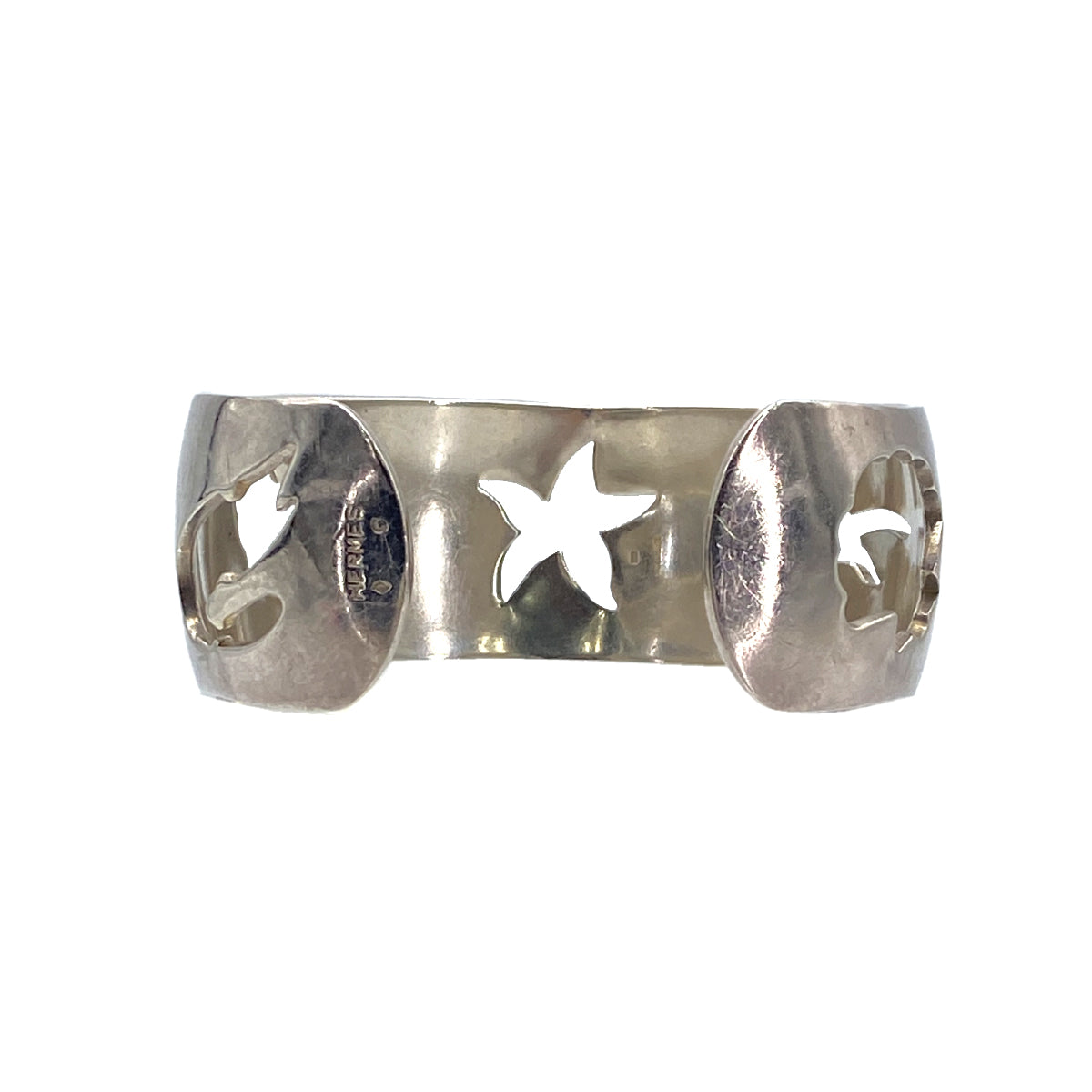 HERMES BANGLE BRACELET SEA MOTIF STARFISH SHELL SILVER ACCESSORY 90276637