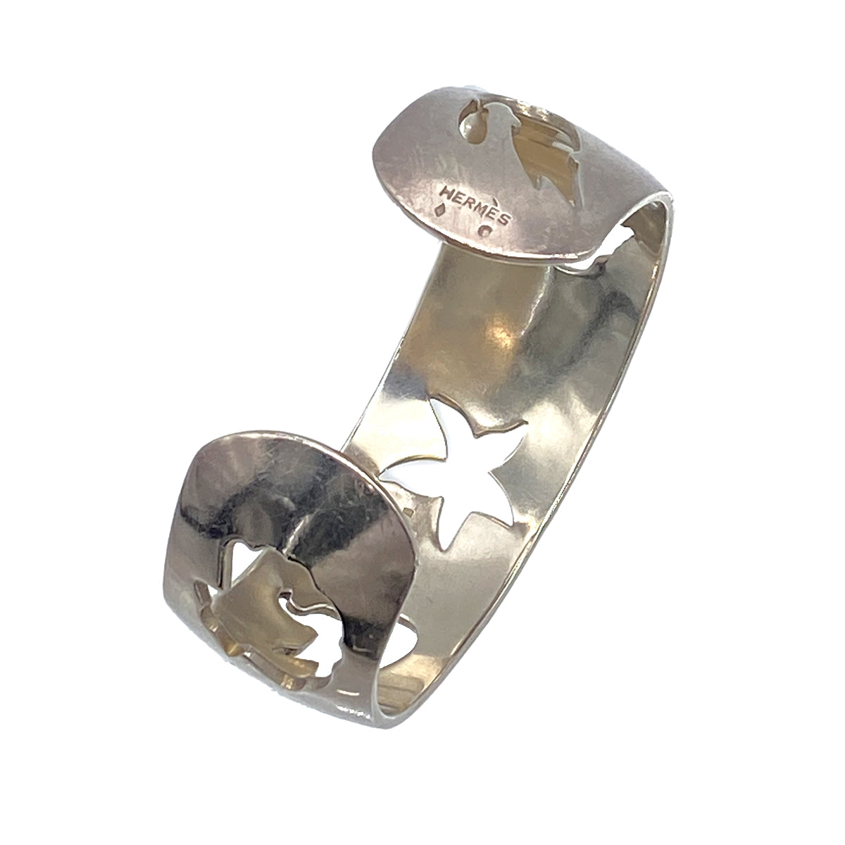 HERMES BANGLE BRACELET SEA MOTIF STARFISH SHELL SILVER ACCESSORY 90276637