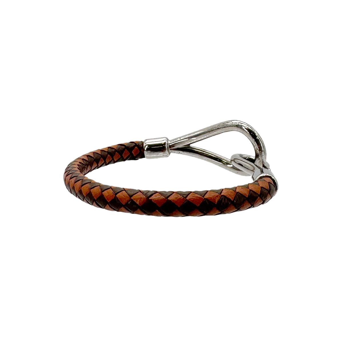HERMES BRACELET JUMBO BROWN SILVER LEATHER ACCESSORY 90276645