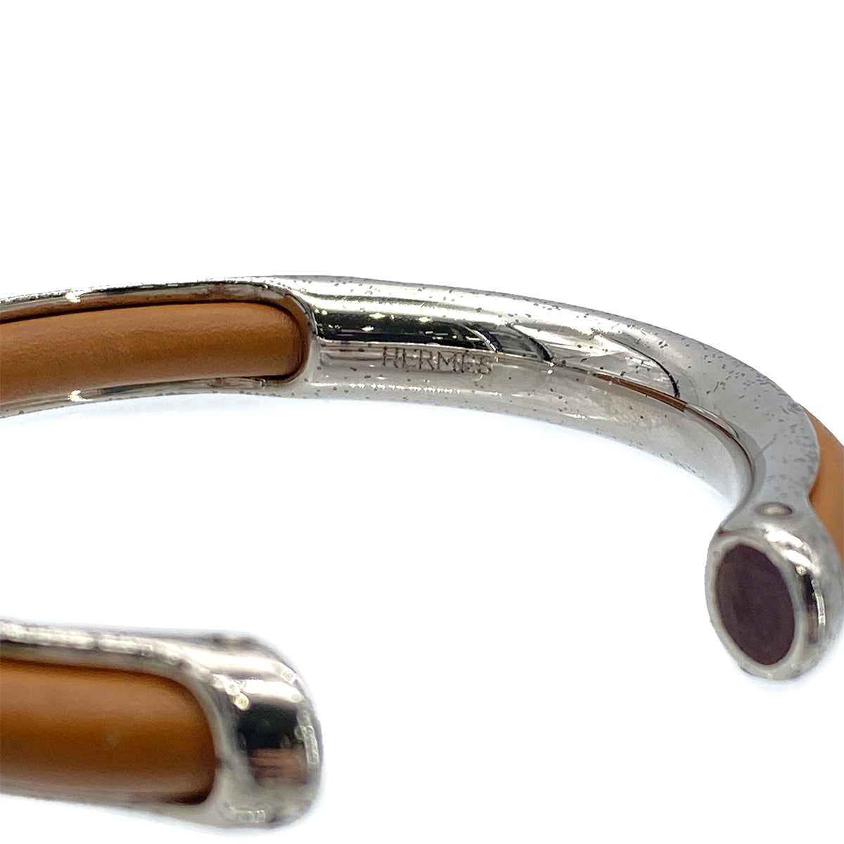 HERMES BANGLE BRACELET BROWN SILVER ACCESSORY 90276656