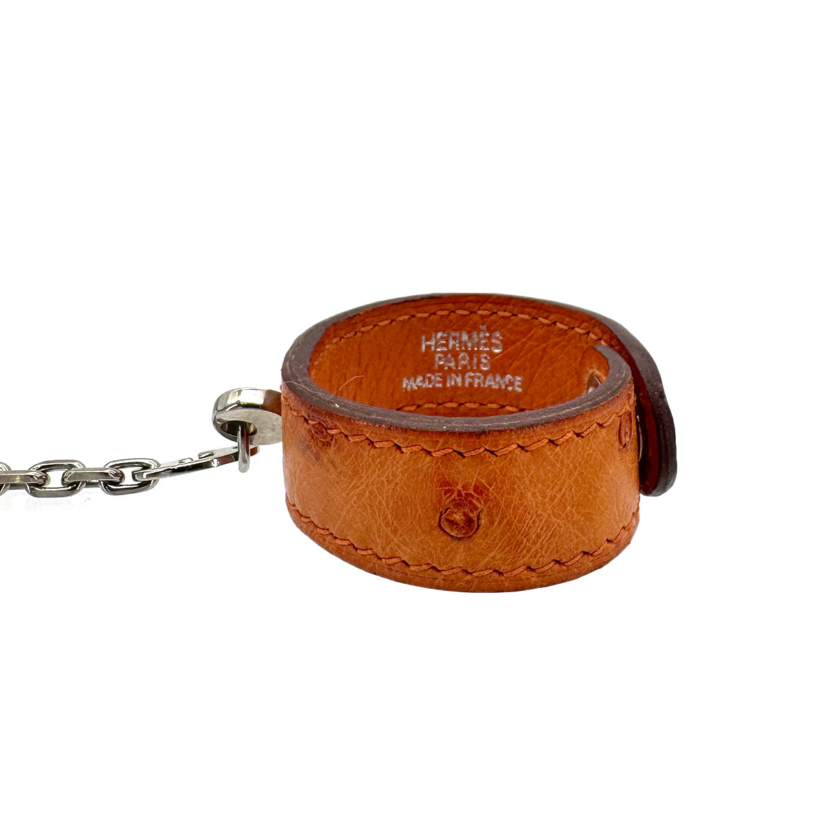 HERMES NOMADE GLOVE HOLDER ORANGE SILVER LEATHER ACCESSORY □G 90276669