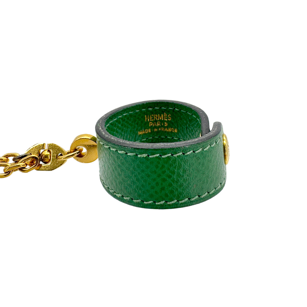 HERMES NOMADE GLOVE HOLDER GREEN GOLD LEATHER ACCESSORY 90276677