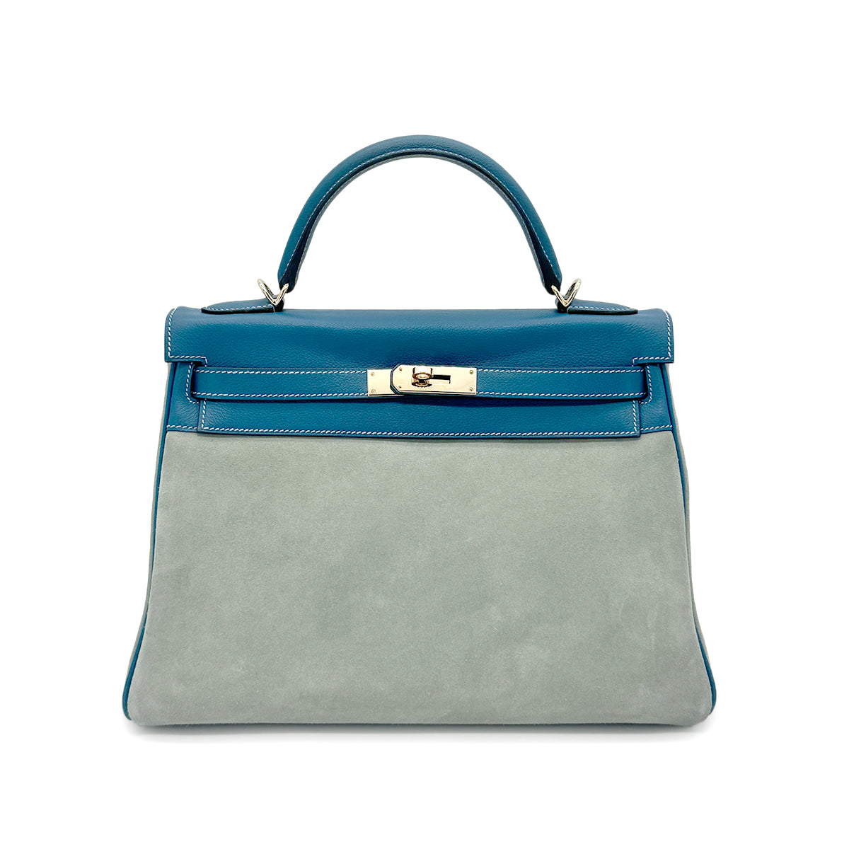 HERMES KELLY 32 AMAZON RETOURNE BLEU DE GALICE DEBRIS HAND SHOULDER BAG R SHW 90276747