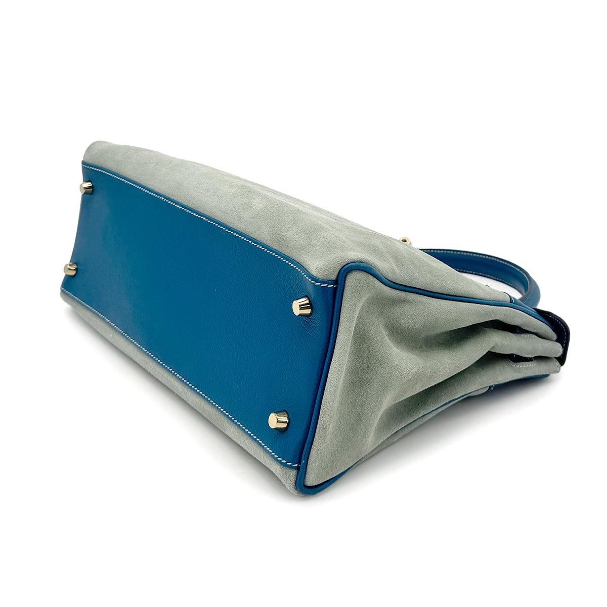 HERMES KELLY 32 AMAZON RETOURNE BLEU DE GALICE DEBRIS HAND SHOULDER BAG R SHW 90276747