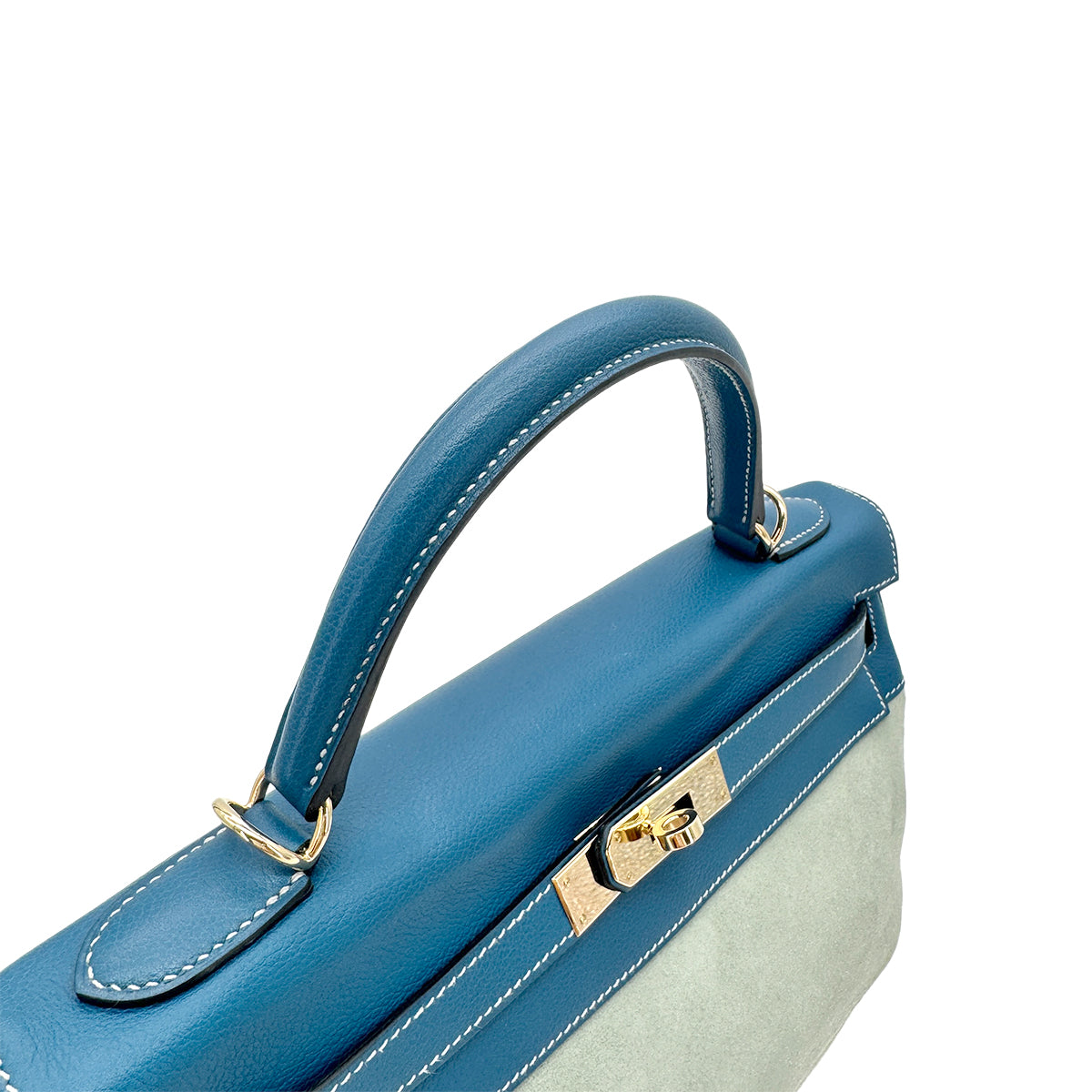 HERMES KELLY 32 AMAZON RETOURNE BLEU DE GALICE DEBRIS HAND SHOULDER BAG R SHW 90276747