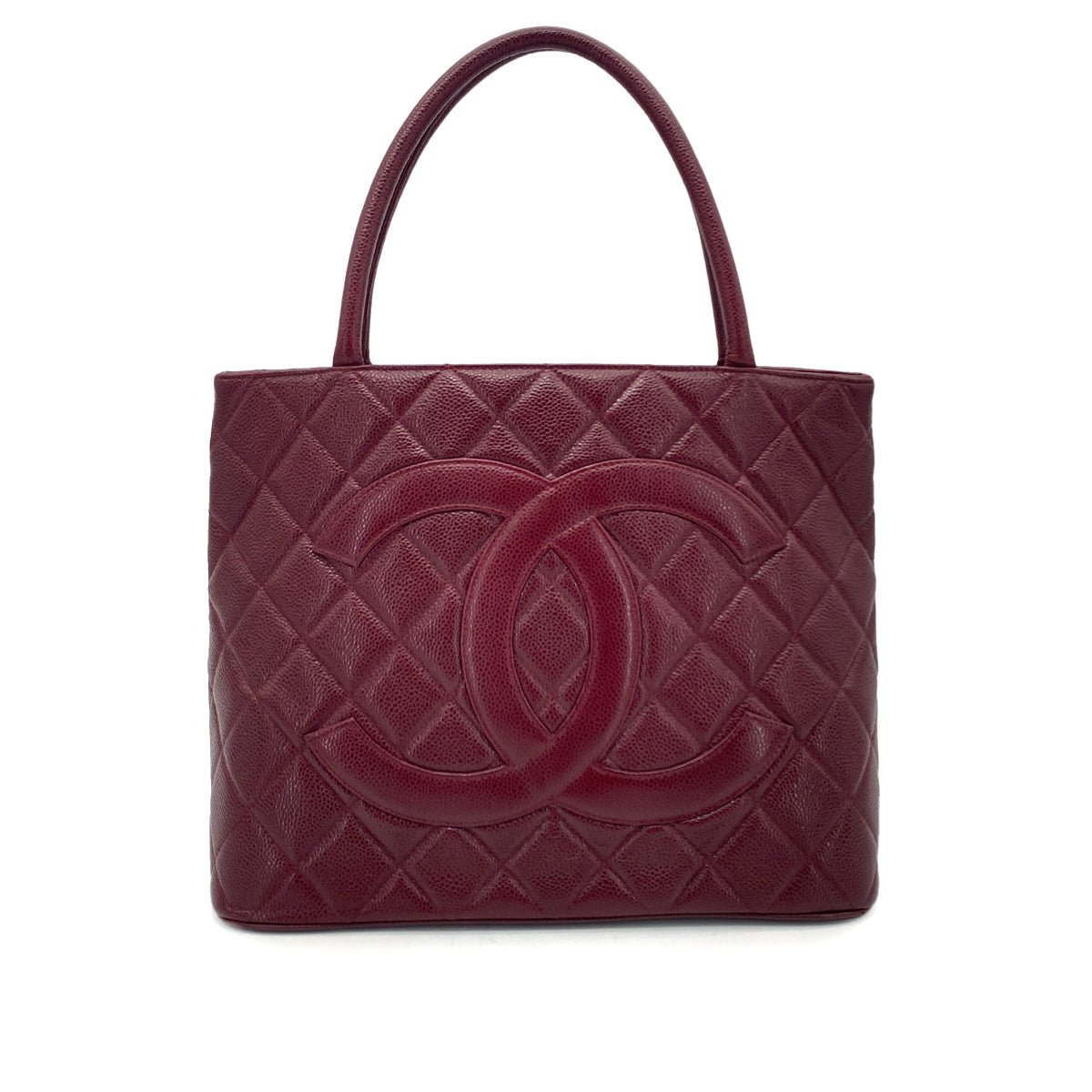 CHANEL VINTAGE MEDALLION TOTE BAG BORDEAUX CAVIAR SKIN 90276750