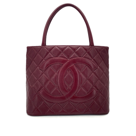 CHANEL VINTAGE MEDALLION TOTE BAG BORDEAUX CAVIAR SKIN 90276750