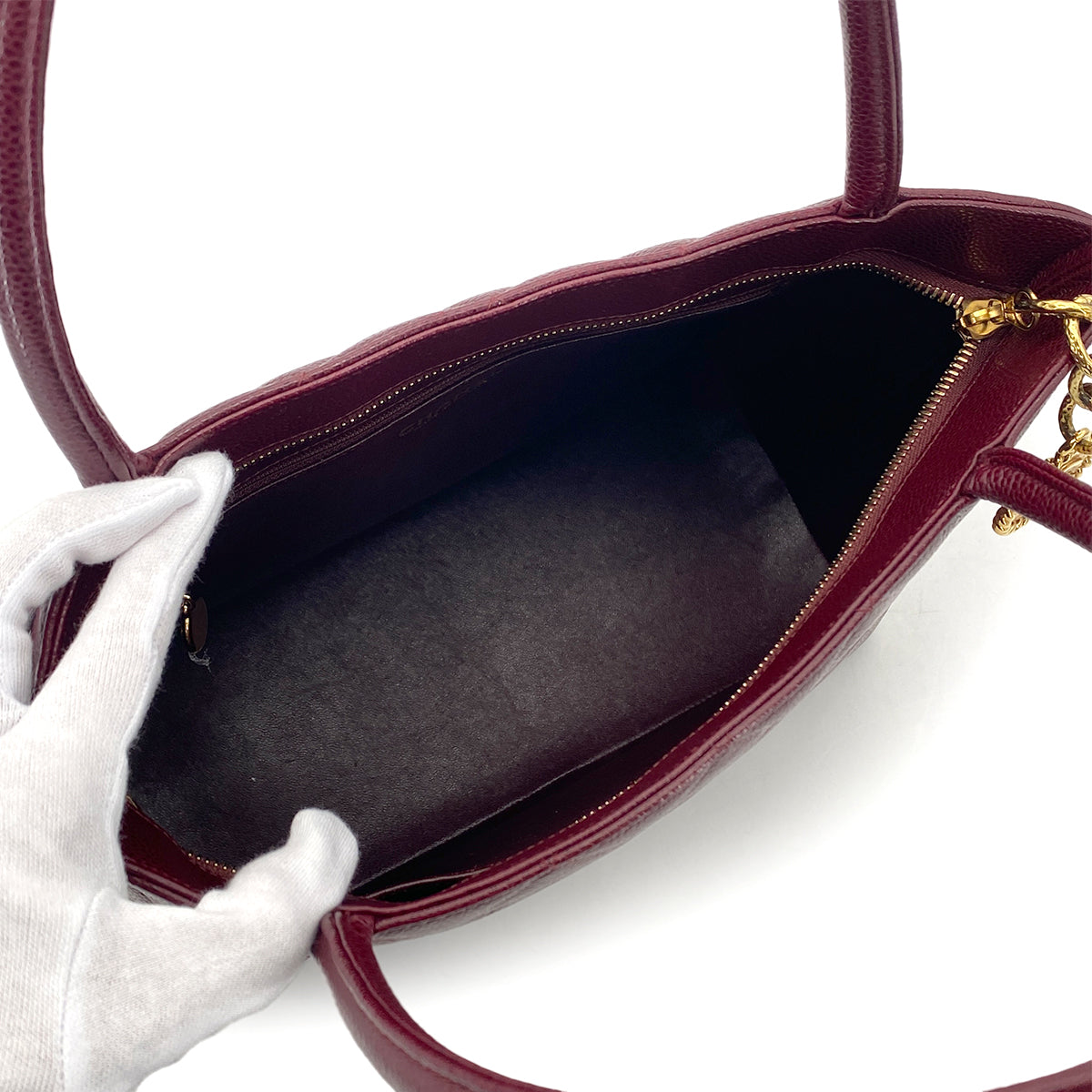 CHANEL VINTAGE MEDALLION TOTE BAG BORDEAUX CAVIAR SKIN 90276750