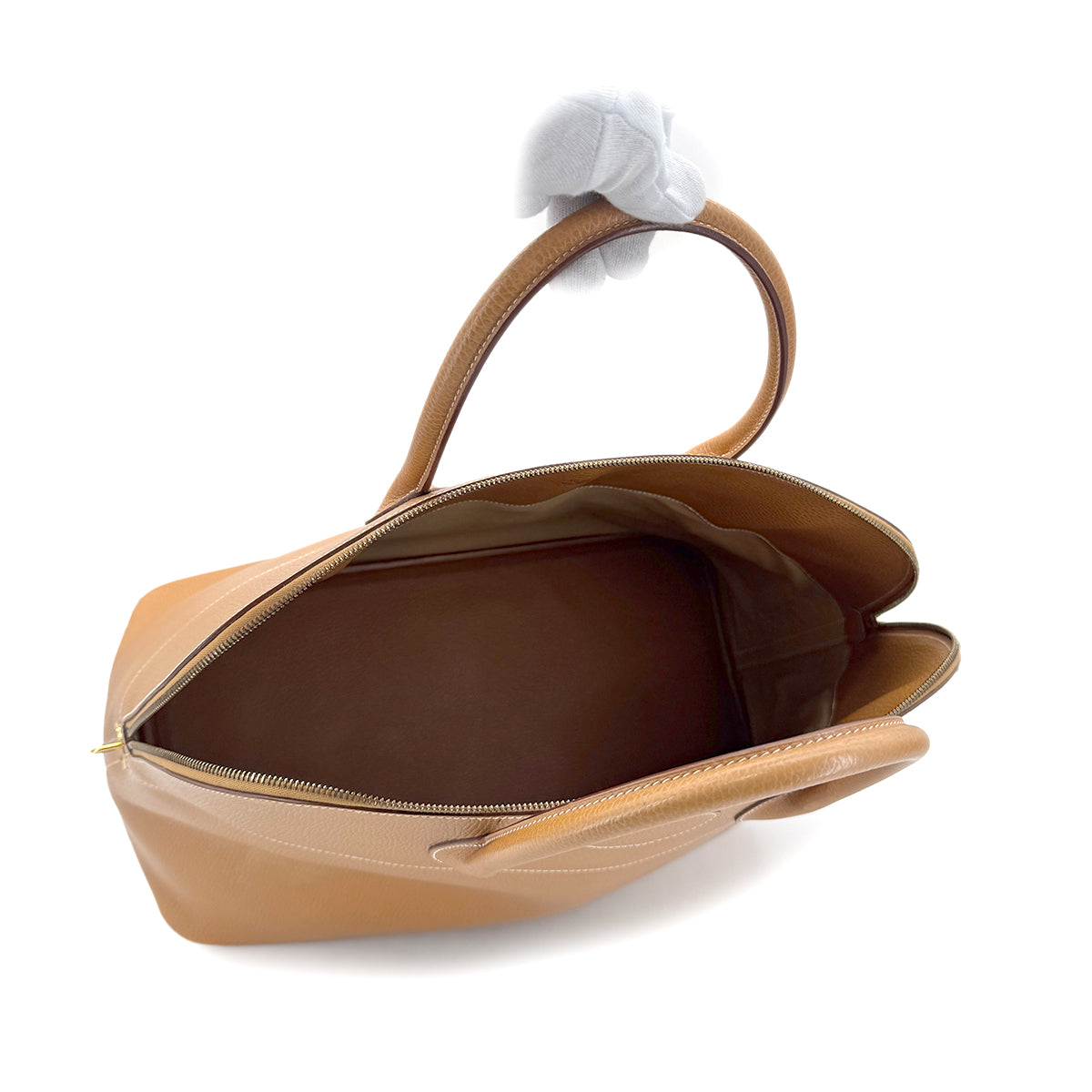 HERMES BOLIDE 45 NATURAL ARDENNES HAND BAG 〇X GHW 90276751