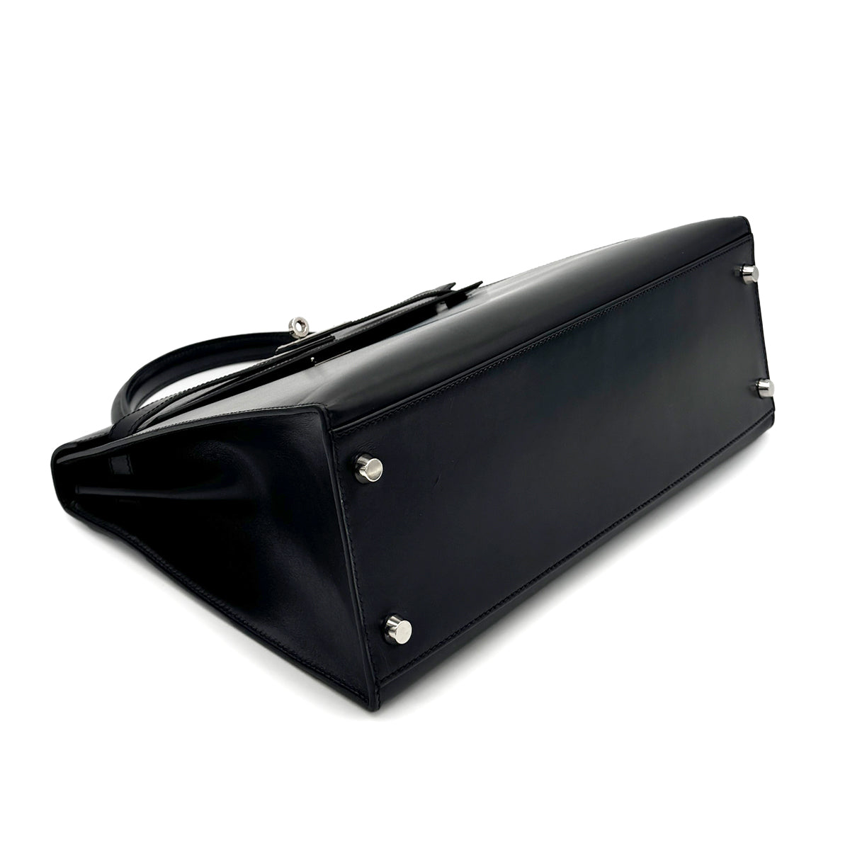 HERMES KELLY 32 SELLIER BLACK BOXCALF HAND SHOULDER BAG □C SHW 90276756