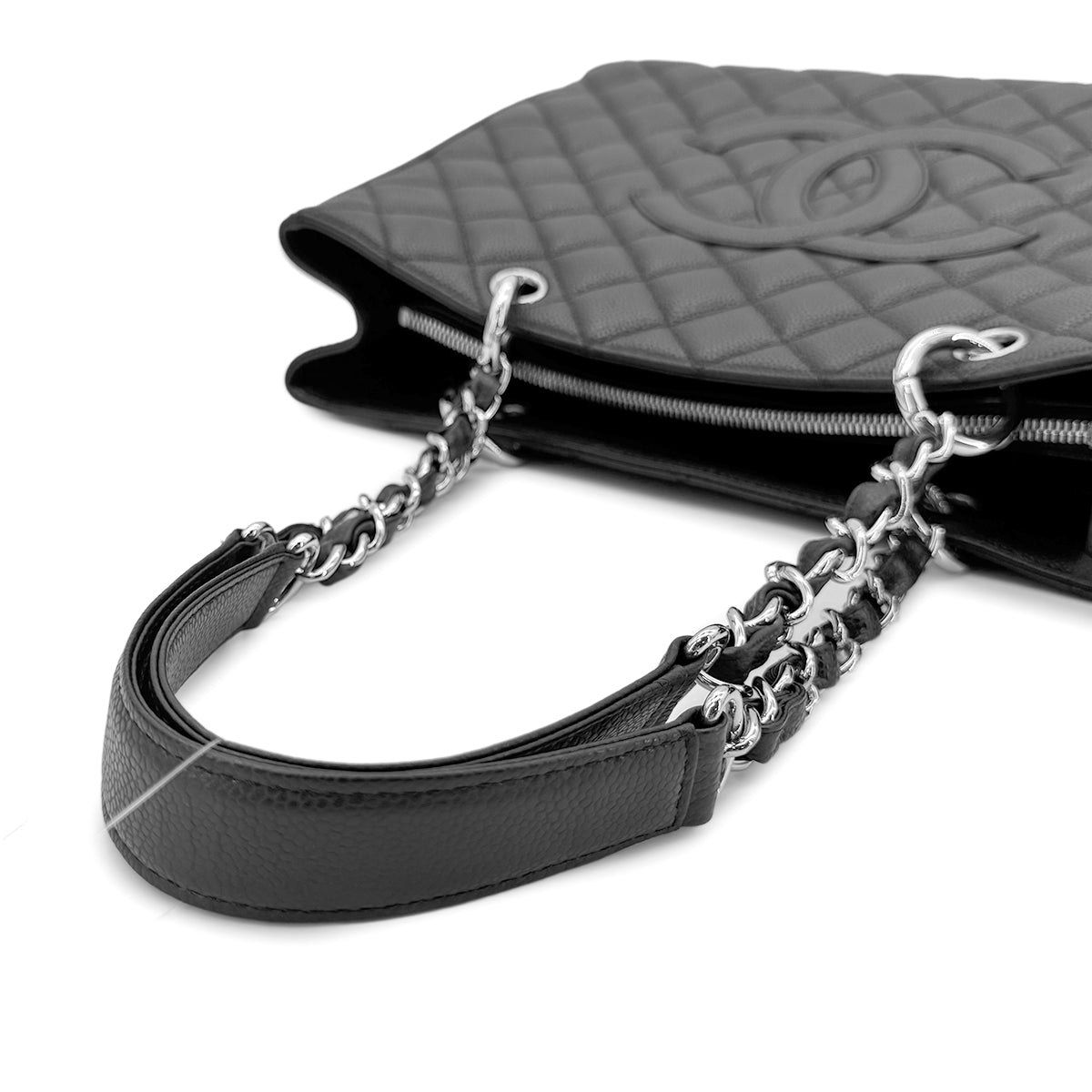 CHANEL GST COCOMARK CHAIN TOTE BAG BLACK CAVIAR SKIN 90276758