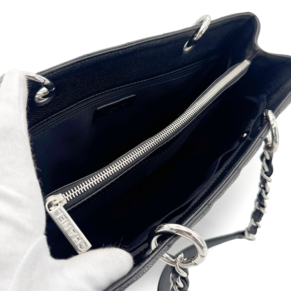 CHANEL GST COCOMARK CHAIN TOTE BAG BLACK CAVIAR SKIN 90276758