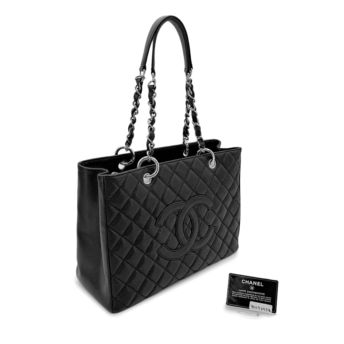 CHANEL GST COCOMARK CHAIN TOTE BAG BLACK CAVIAR SKIN 90276758