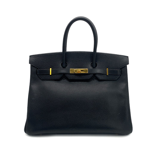 HERMES BIRKIN 35 BLACK ARDENNES HAND BAG □F GHW 90276760