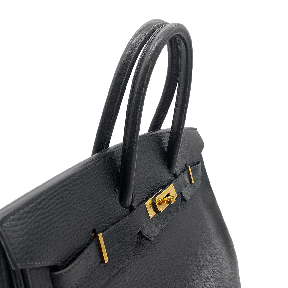 HERMES BIRKIN 35 BLACK ARDENNES HAND BAG □F GHW 90276760