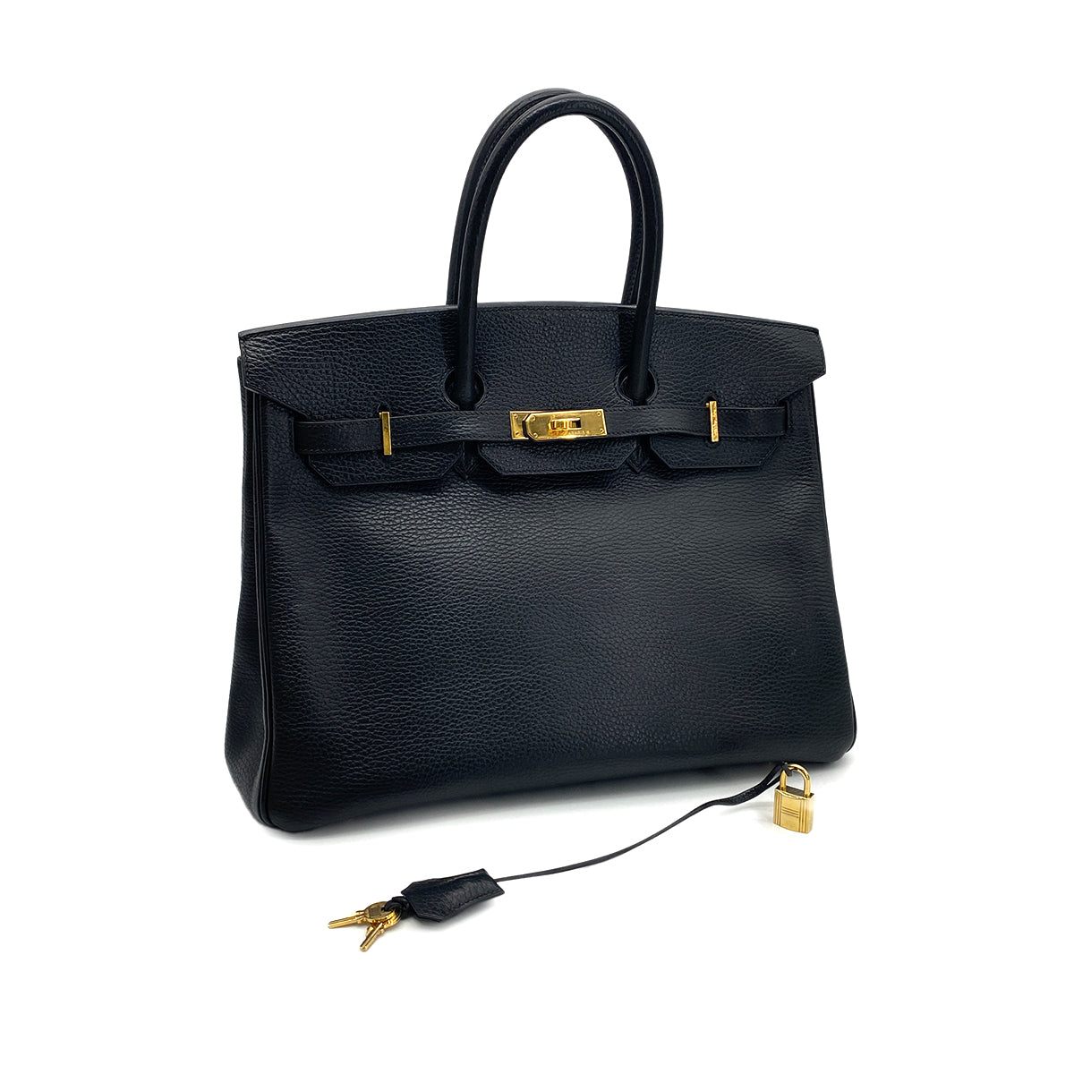 HERMES BIRKIN 35 BLACK ARDENNES HAND BAG □F GHW 90276760