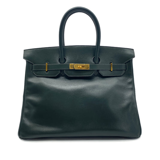 HERMES BIRKIN 35 GREEN BOXCALF HAND BAG 〇Y GHW 90276761