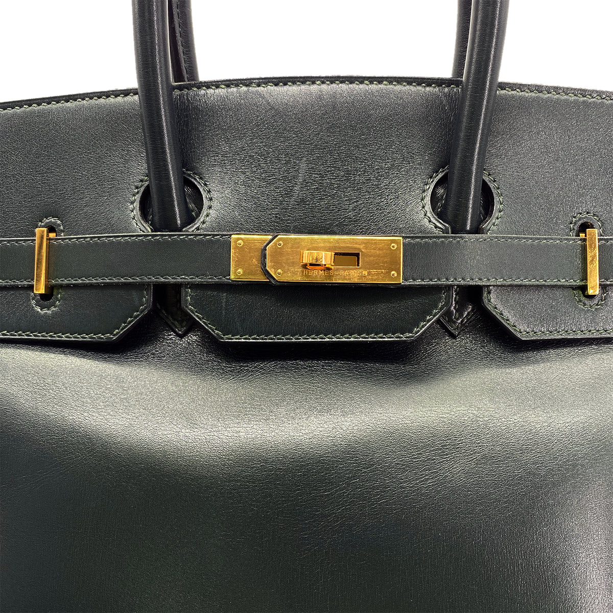 HERMES BIRKIN 35 GREEN BOXCALF HAND BAG 〇Y GHW 90276761