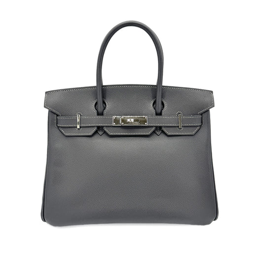 HERMES BIRKIN 30 GRAPHITE EPSOM HAND BAG □K SHW 90276763