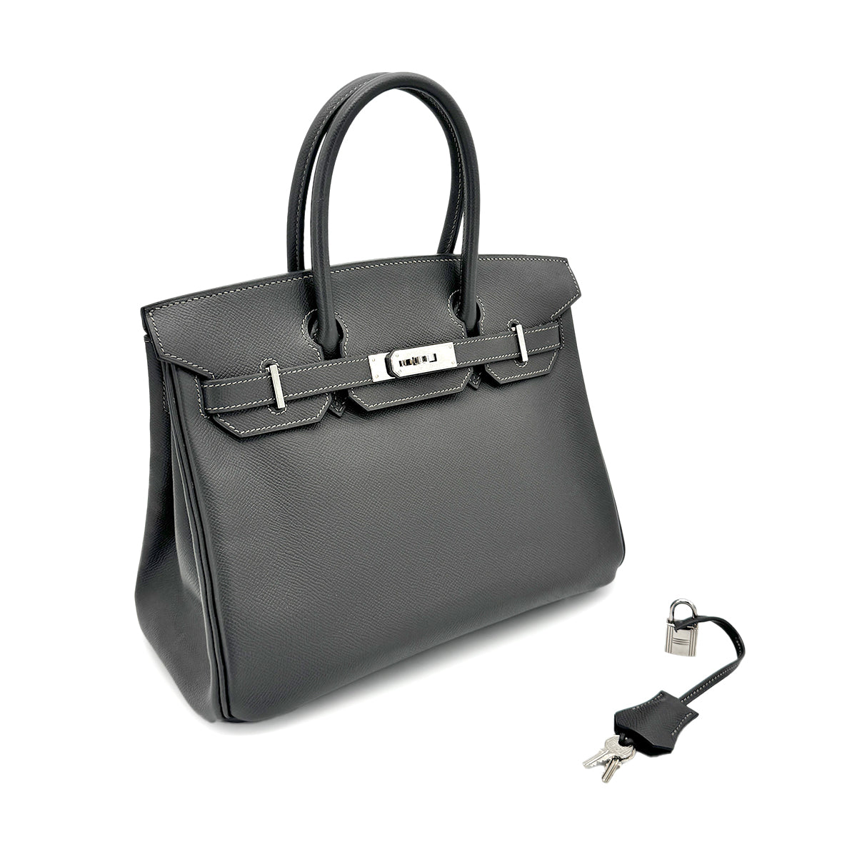 HERMES BIRKIN 30 GRAPHITE EPSOM HAND BAG □K SHW 90276763