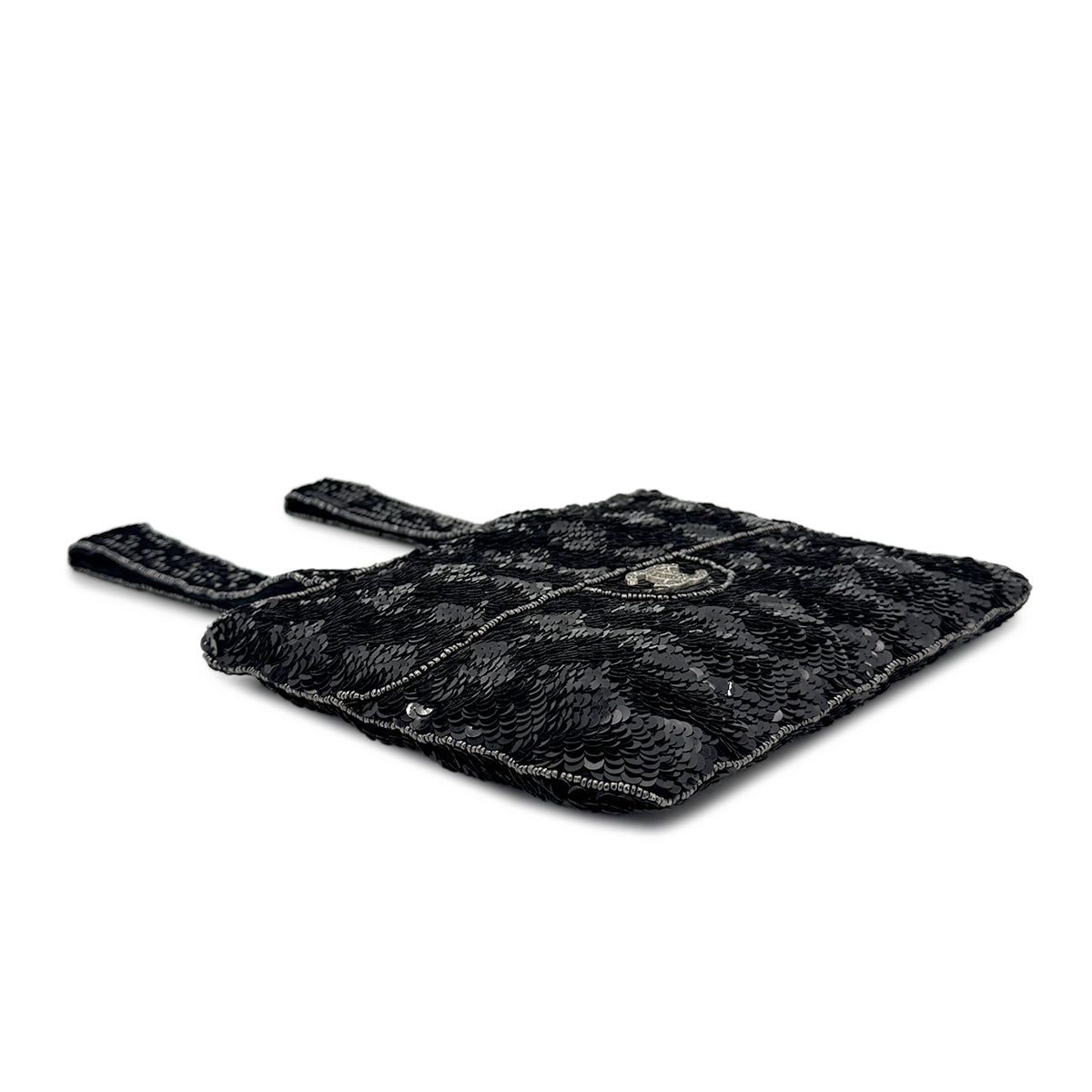 CHANEL VINTAGE HAND BAG COCOMARK RHINESTONE BLACK SEQUINS 90276765