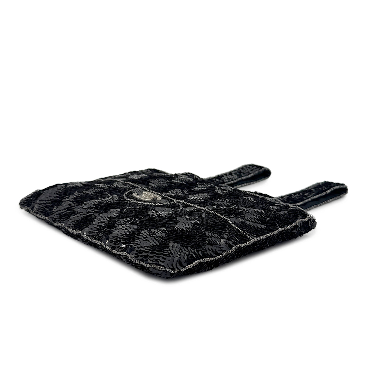 CHANEL VINTAGE HAND BAG COCOMARK RHINESTONE BLACK SEQUINS 90276765