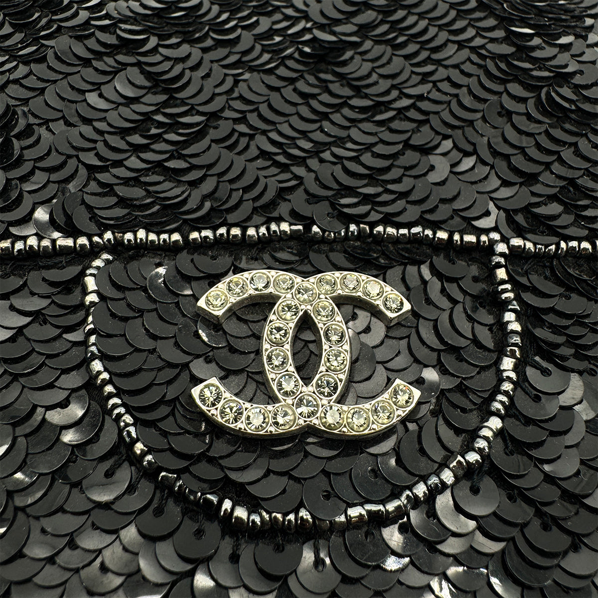 CHANEL VINTAGE HAND BAG COCOMARK RHINESTONE BLACK SEQUINS 90276765