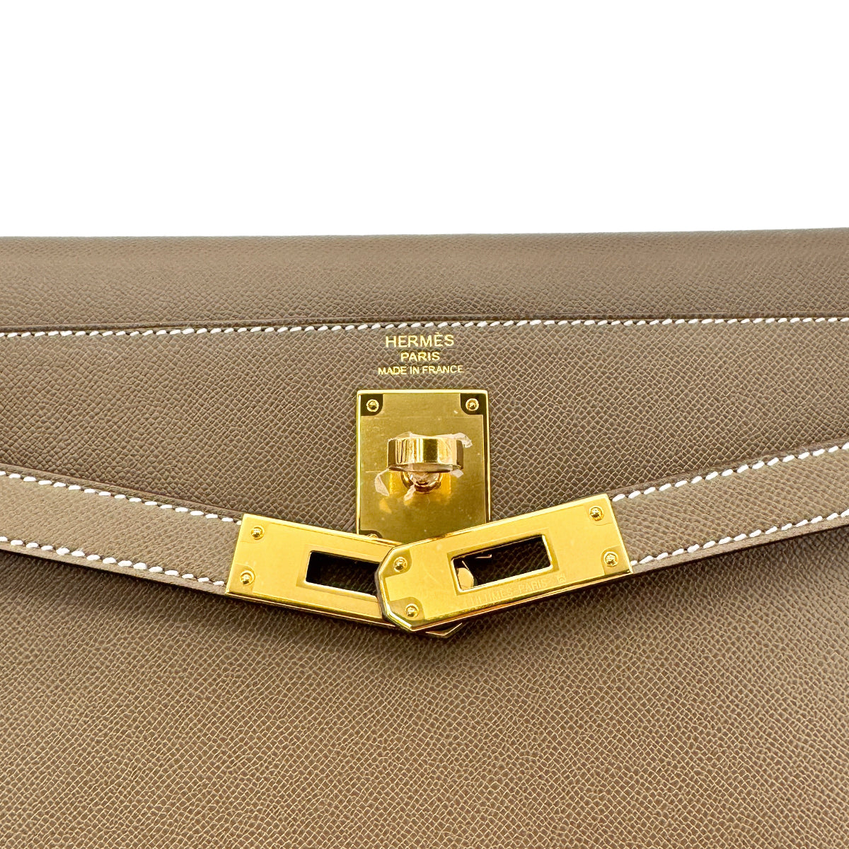 HERMES KELLY ELAN ETOUPE VEAU MADAME CLUTCH SHOULDER BAG B GHW 90276769