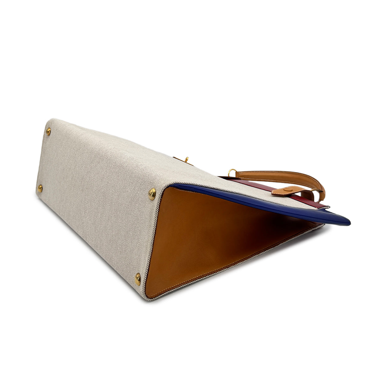 HERMES HIMALAYA NATURAL BLUE RED TOILE H VEAU CHAMONIX BOXCALF HAND BAG 〇O GHW 90276771