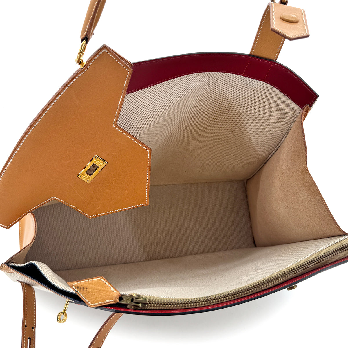 HERMES HIMALAYA NATURAL BLUE RED TOILE H VEAU CHAMONIX BOXCALF HAND BAG 〇O GHW 90276771