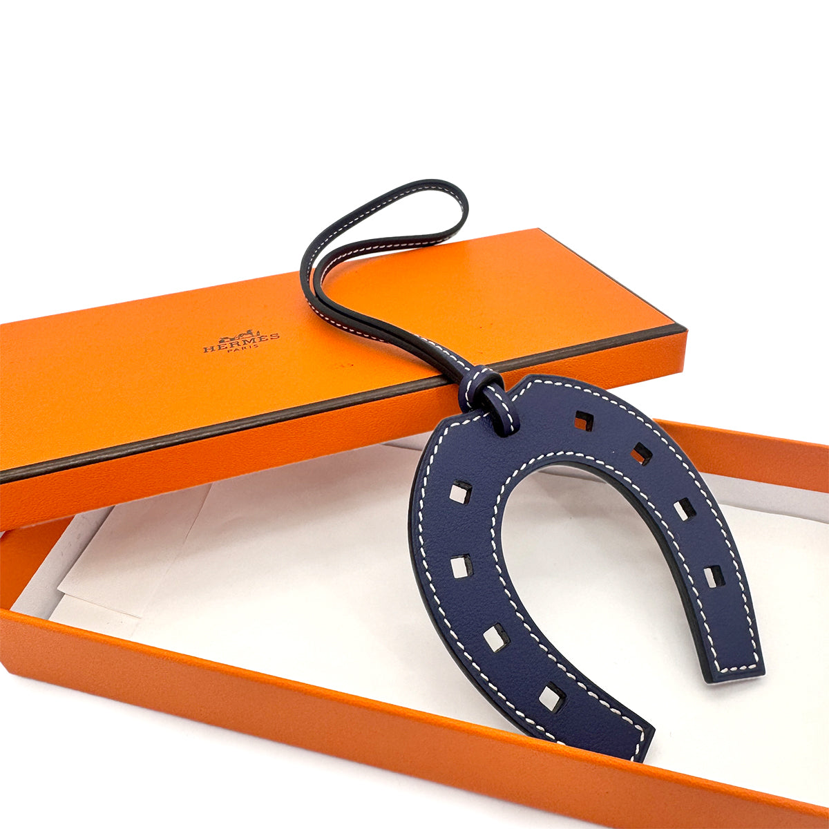 HERMES PADDOCK FER A CHEVAL BAG CHARM BLEU ENCRE SWIFT 90276774