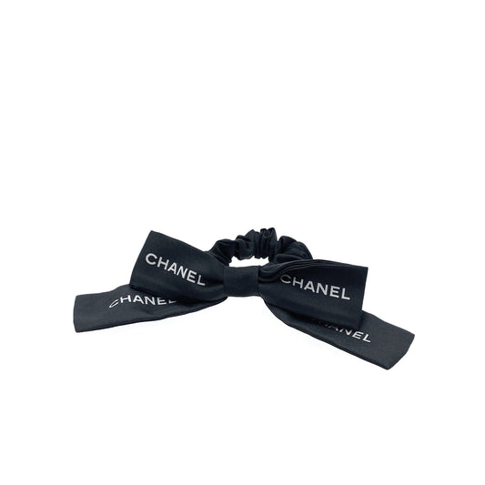 CHANEL HAIR RUBBER LOGO RIBBON HAIR ACCESSORY BLACK 90276775