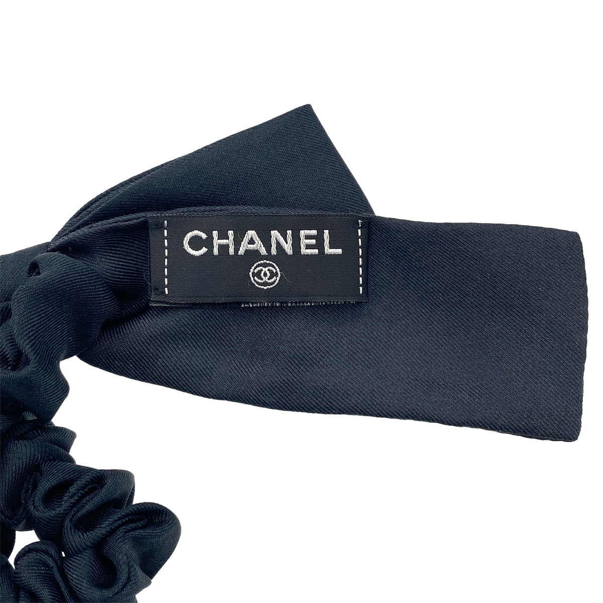 CHANEL HAIR RUBBER LOGO RIBBON HAIR ACCESSORY BLACK 90276775
