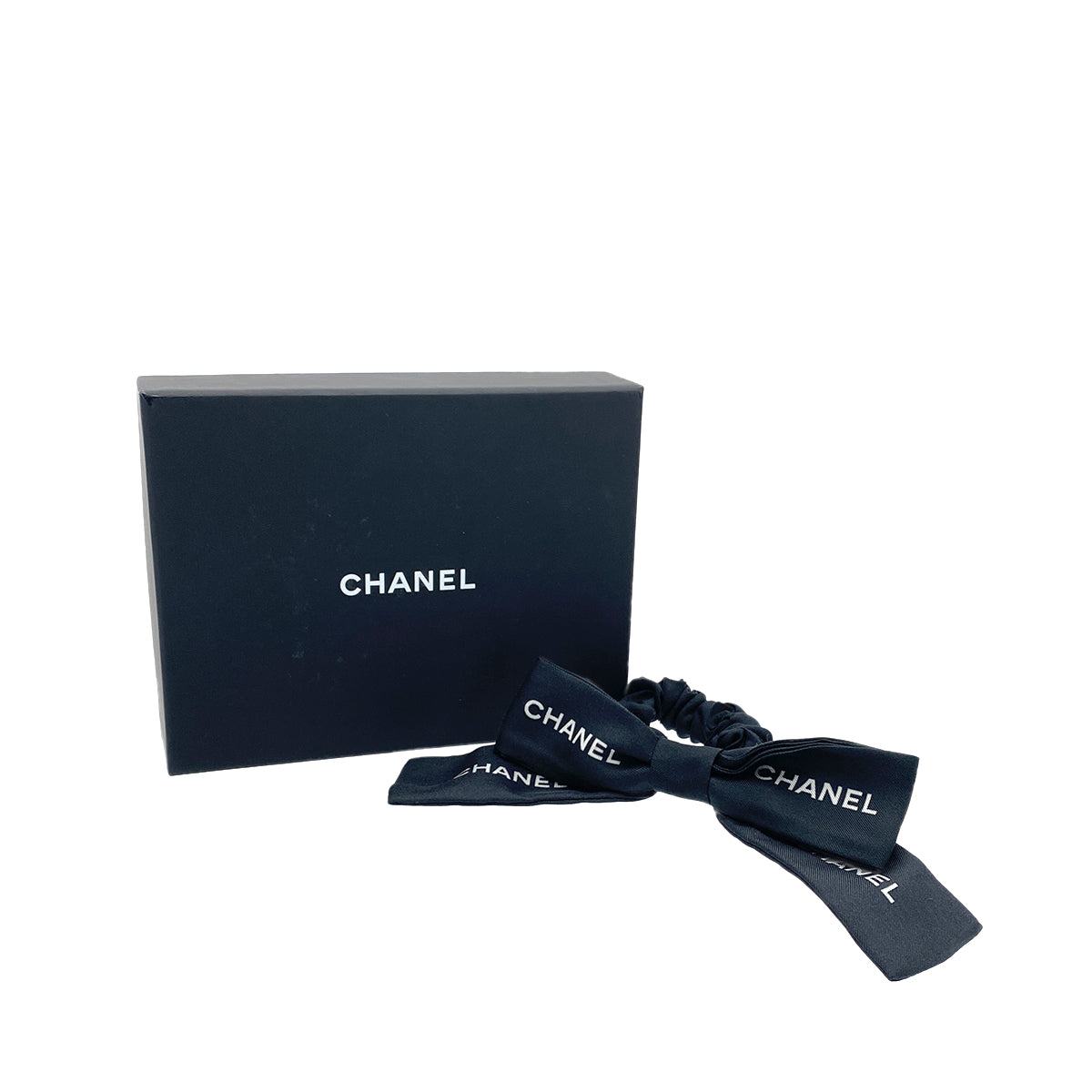 CHANEL HAIR RUBBER LOGO RIBBON HAIR ACCESSORY BLACK 90276775