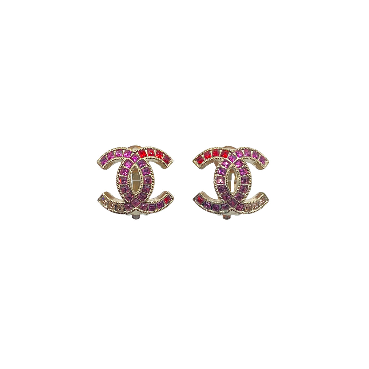 CHANEL EARRINGS COCOMARK COLOR STONE PINK RED ACCESSORY A17B 90276784
