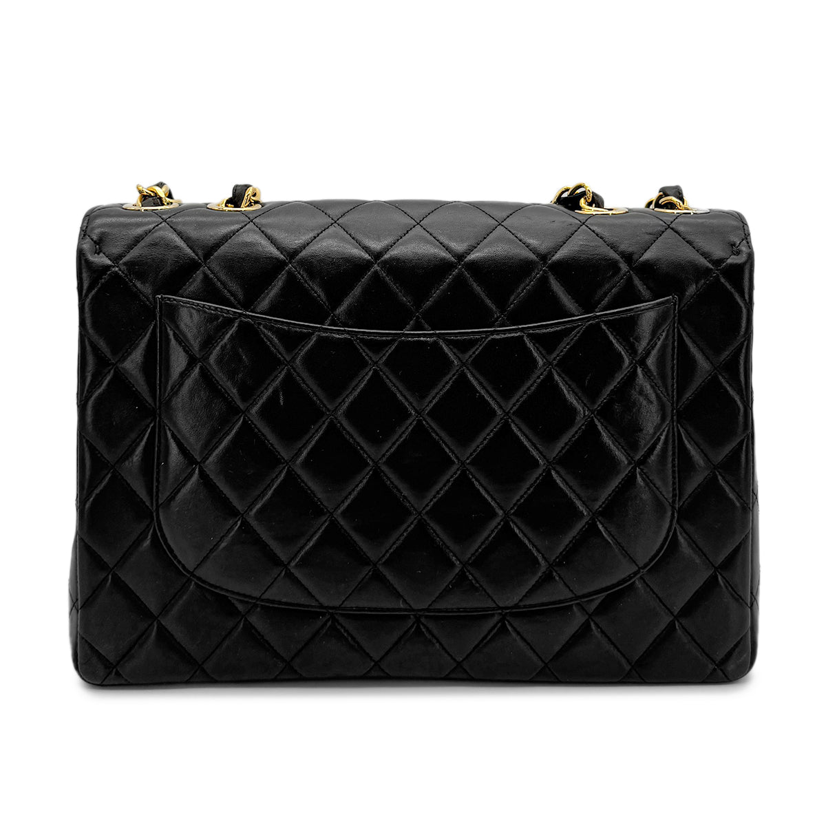 CHANEL VINTAGE JUMBO MATELASSE 30 CHAIN SHOULDER BAG BLACK LAMB SKIN 90276877