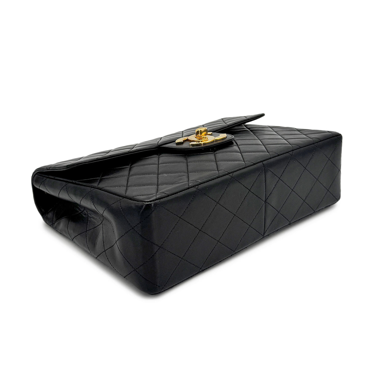 CHANEL VINTAGE JUMBO MATELASSE 30 CHAIN SHOULDER BAG BLACK LAMB SKIN 90276877