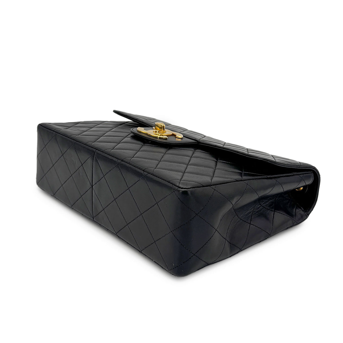 CHANEL VINTAGE JUMBO MATELASSE 30 CHAIN SHOULDER BAG BLACK LAMB SKIN 90276877