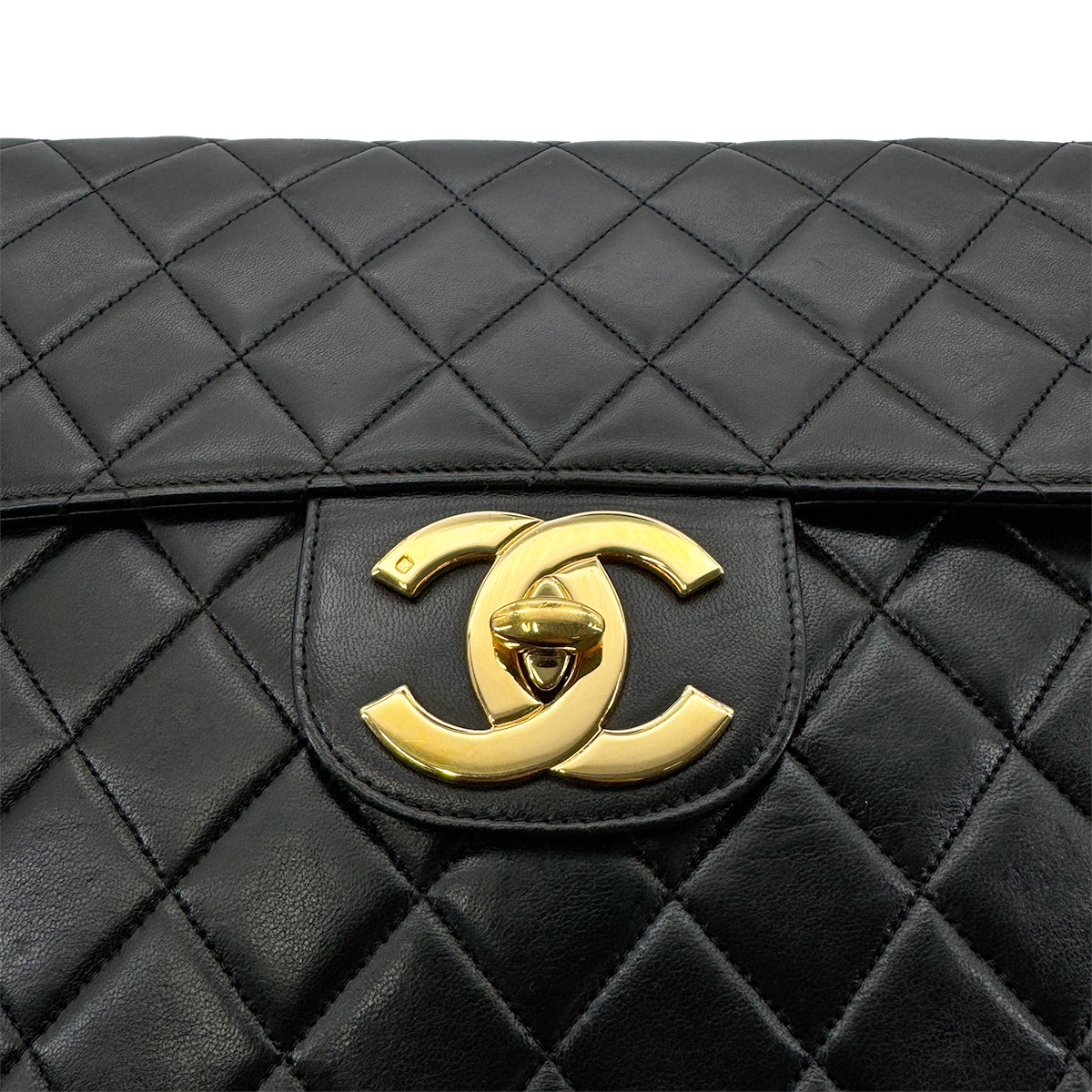 CHANEL VINTAGE JUMBO MATELASSE 30 CHAIN SHOULDER BAG BLACK LAMB SKIN 90276877