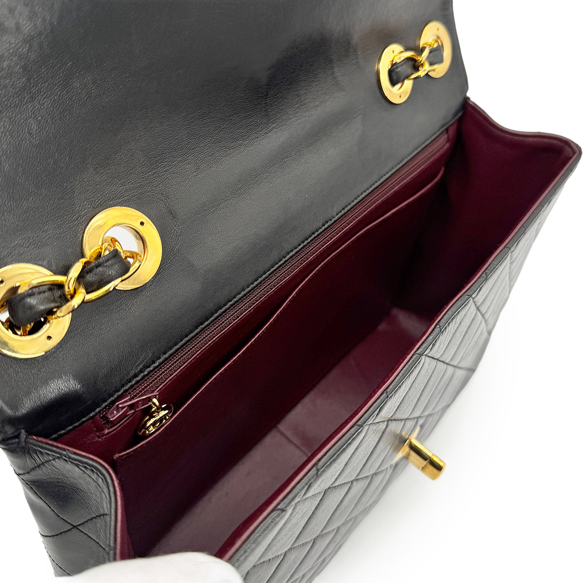 CHANEL VINTAGE JUMBO MATELASSE 30 CHAIN SHOULDER BAG BLACK LAMB SKIN 90276877