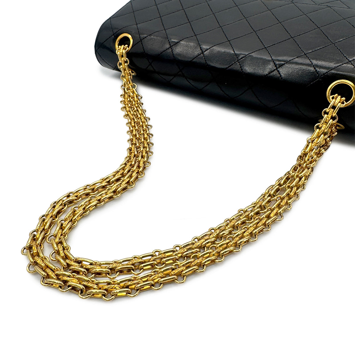 CHANEL VINTAGE MATELASSE CHAIN SHOULDER BAG BLACK LAMB SKIN 90276883